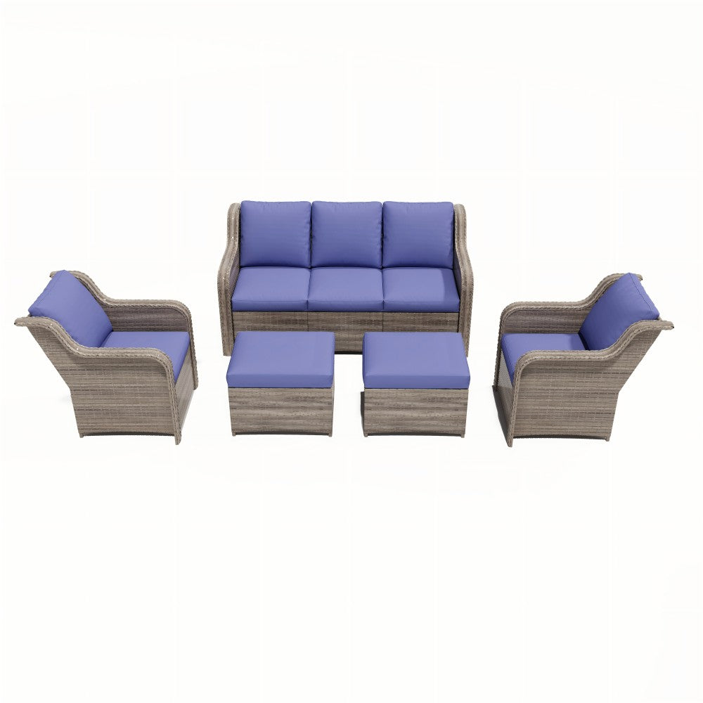Ainfox 7 Pieces Patio Furniture Sofa Set Blue