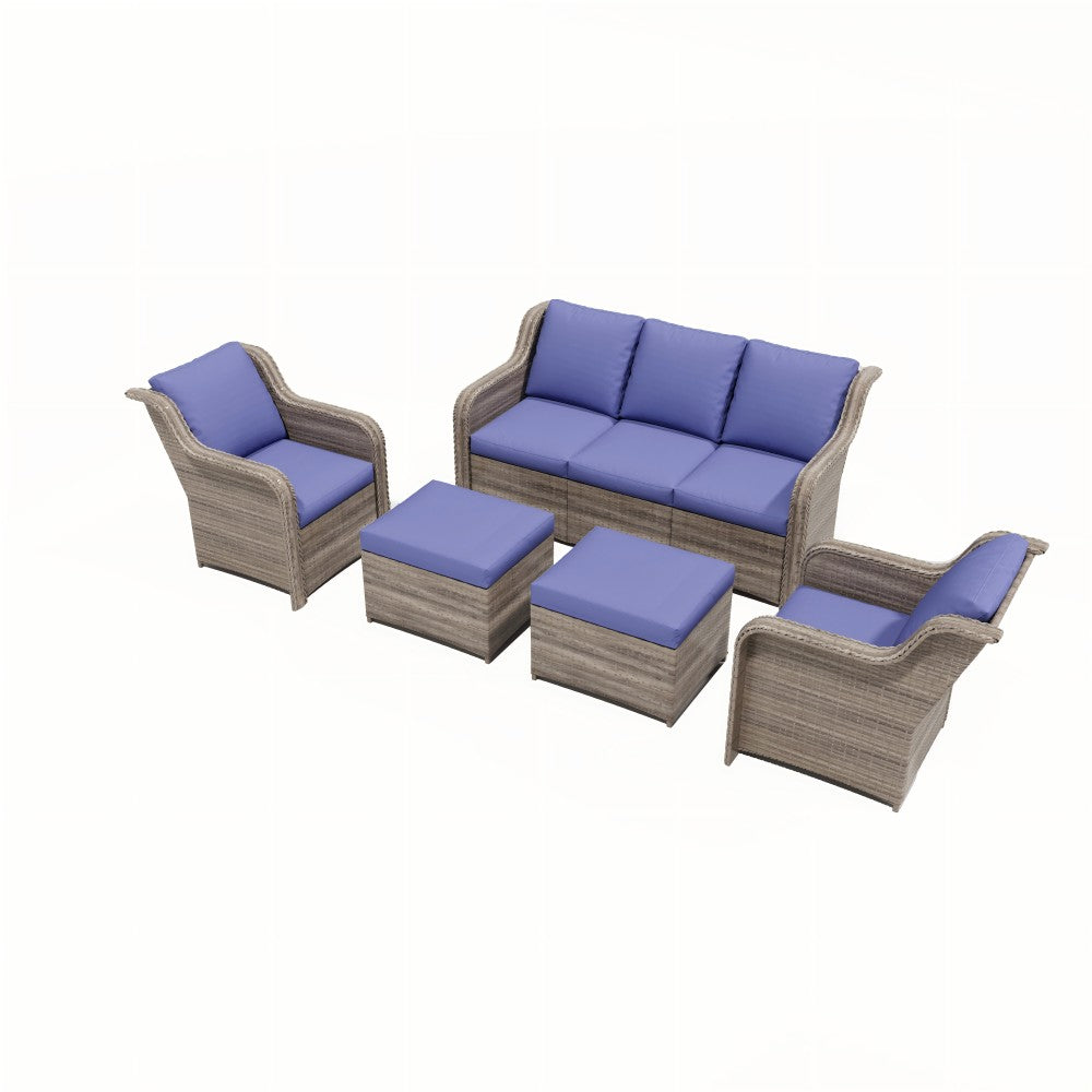 Ainfox 7 Pieces Patio Furniture Sofa Set Blue