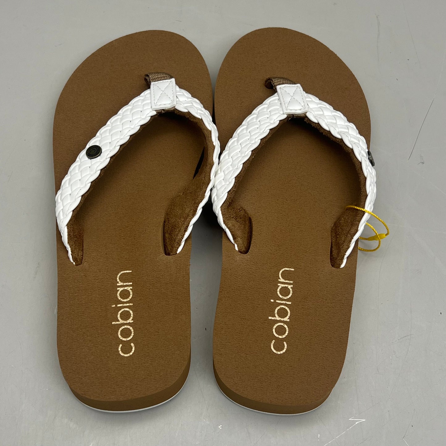 COBIAN Braided Bounce Synthetic Leather Sandals Women's Sz 6 EU 35.5 White BRB10-100-6