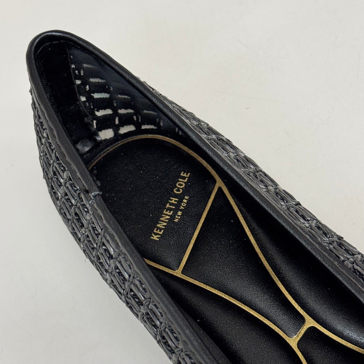 KENNETH COLE New York Zeta Raffia Jewel Jane Flat Women's Sz 11 Black KL25ZMJ01