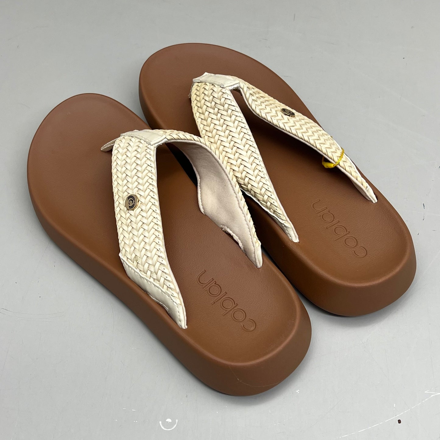 COBIAN Palmilla Braided Synthetic Leather Strap Women's Sz 9 EU 39.5 Cream PAL25-110-9
