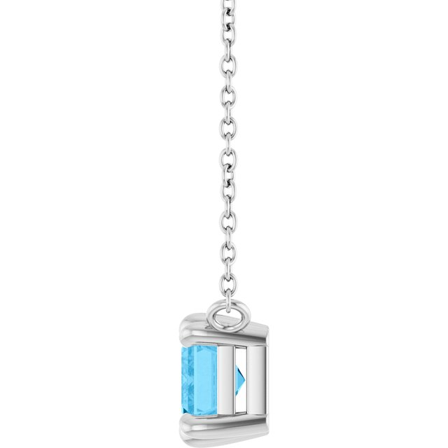 14K White Natural Swiss Blue Topaz 18" Necklace