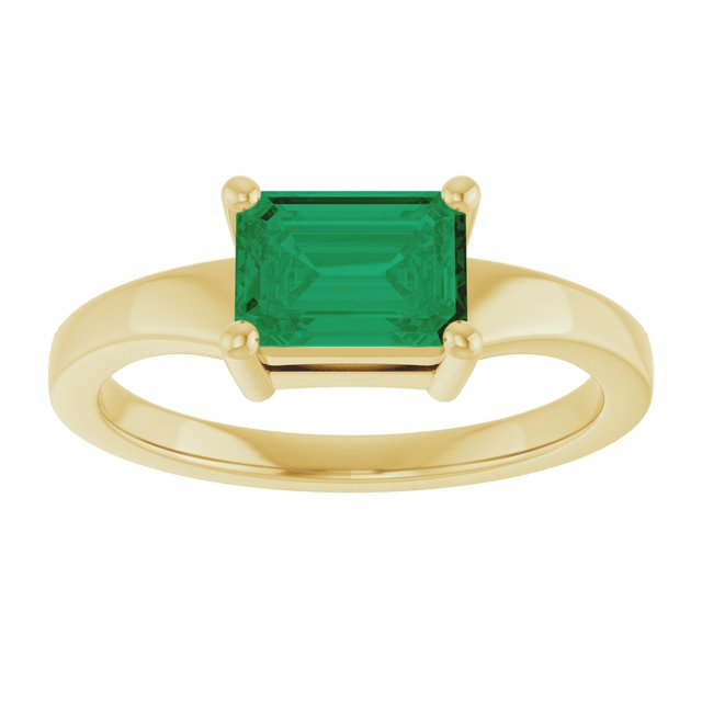 14K Yellow 7x5 mm Emerald Ring