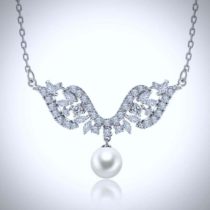 "Adeline" - Pearl and Cubic Zirconia Bridal Jewelry Set