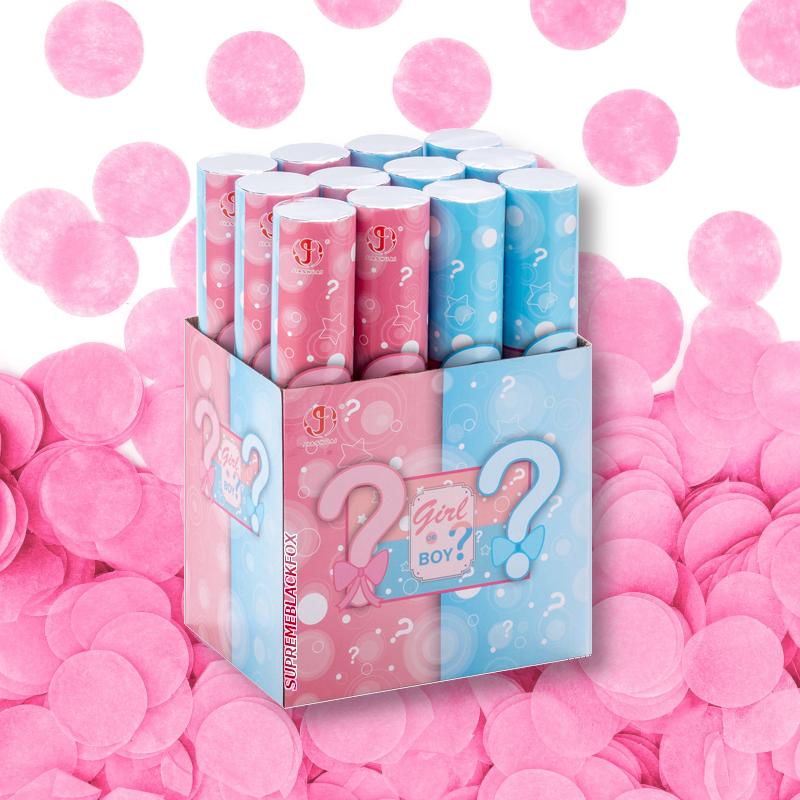 8 Pack Gender Reveal Confetti Cannons (Pink Girl) - Genders Reveal Party Popper Twist-to-Shoot Cannon Shooter Blaster Confetti 12" Girl She Her