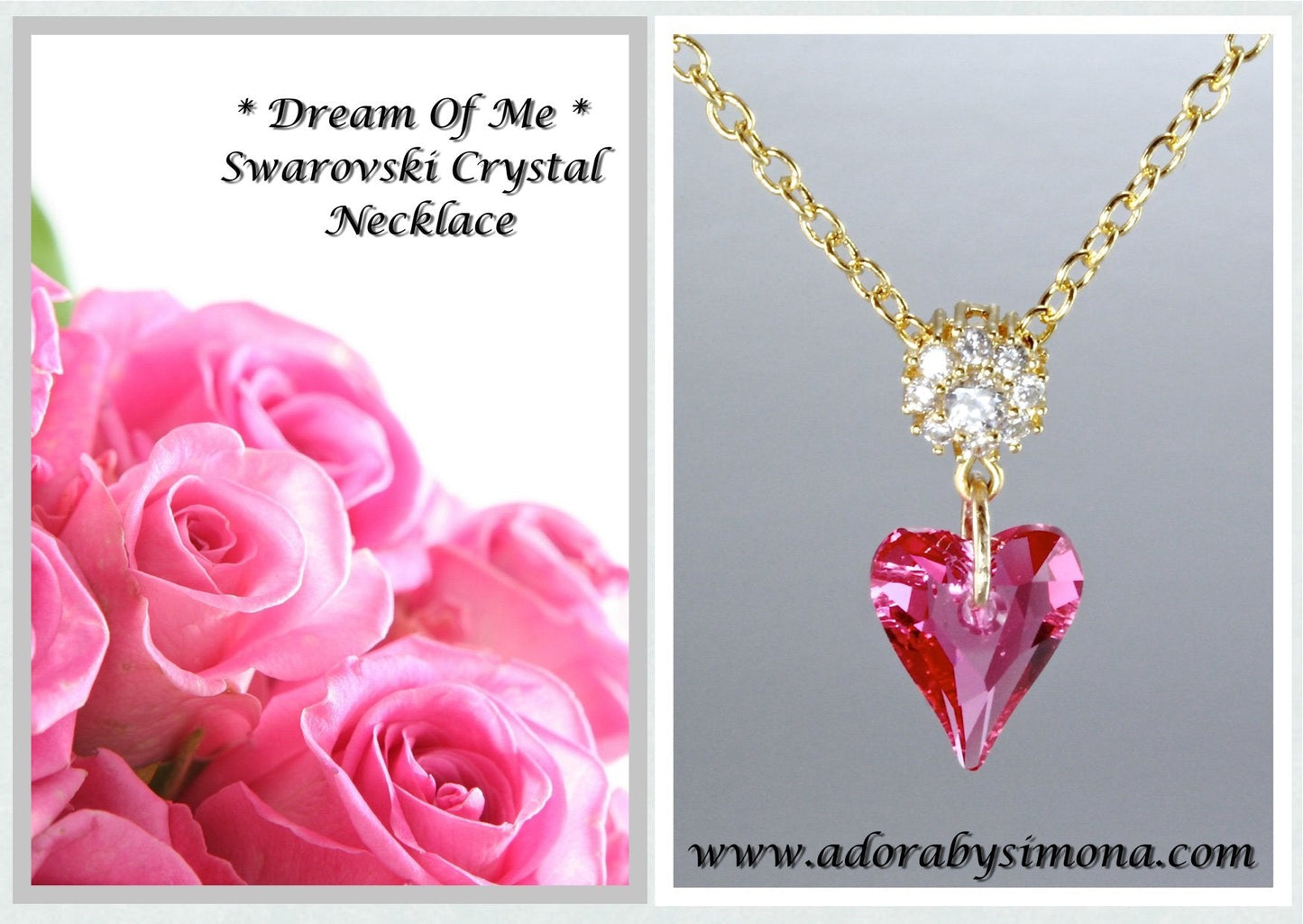 "Dream Of Me" - Pink Heart Austrian Crystal Necklace