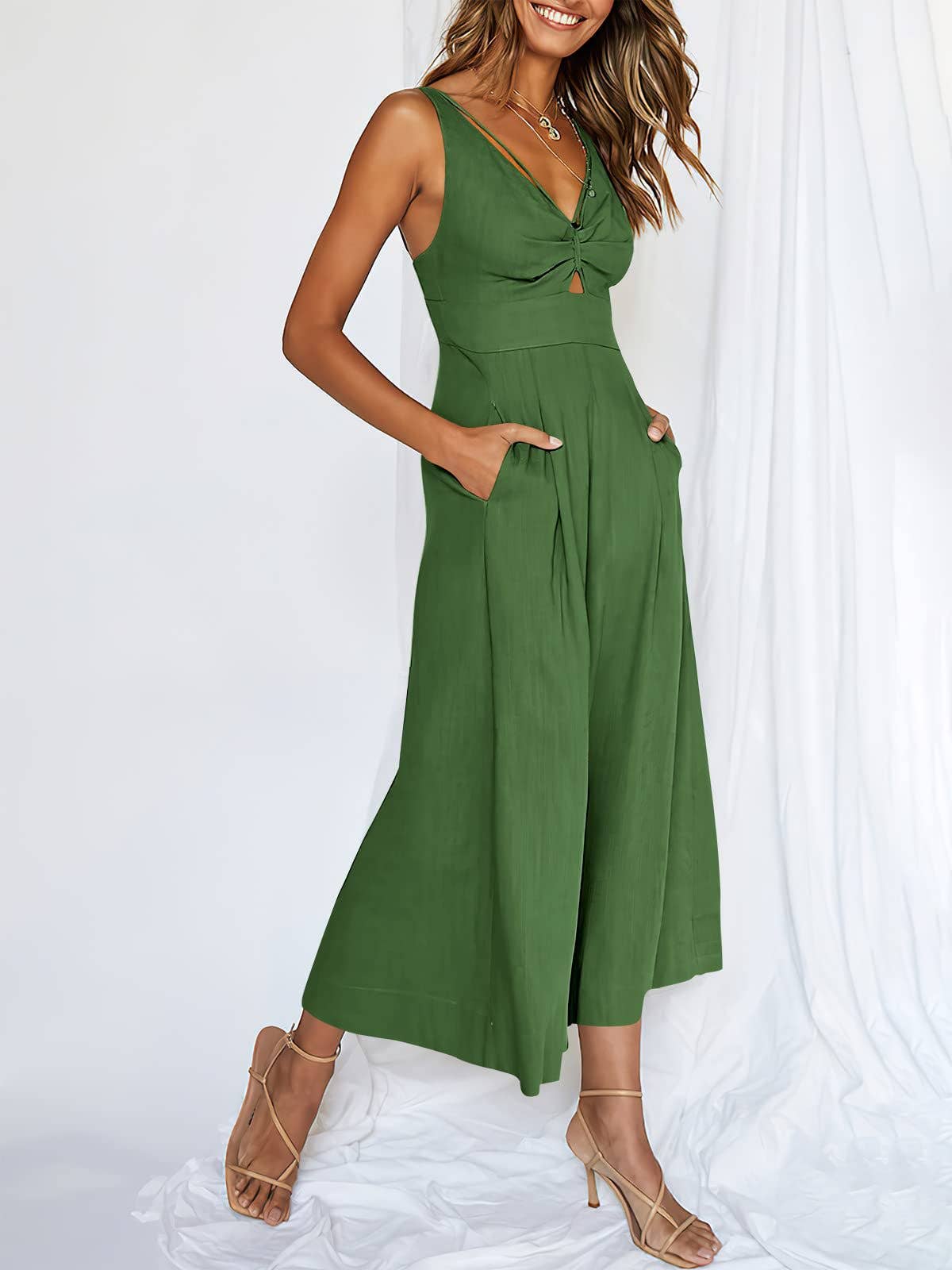 Ladies String Shoulder Overall Sleeveless Jumpsuit 2387