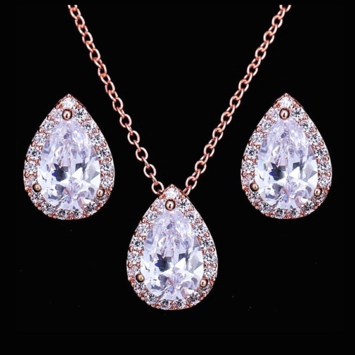 Tina - Cubic Zirconia Bridal Jewelry Set - Available in Silver, Rose Gold and Yellow Gold