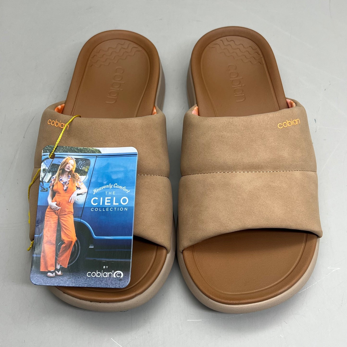 COBIAN Tolula Slide Enhanced Cushion Suede Strap Women's Sz 8 Tan TOL24-230-08