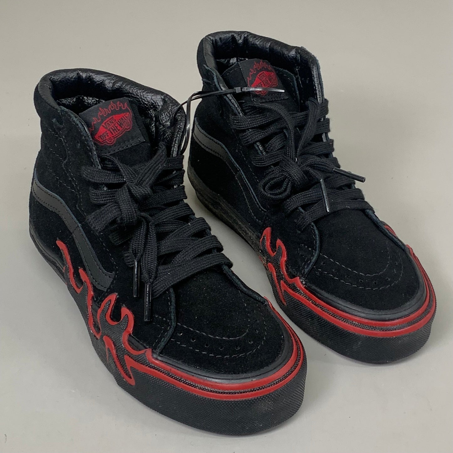 VANS Sk8-Hi Suede Outsole Flame Shoe Men's SZ 3.5 Women's SZ 5.5 Black/Red