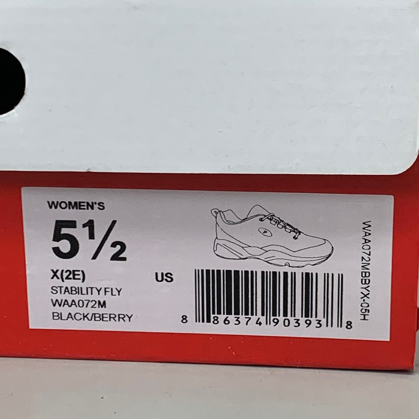 PROPET Stability Fly Sneaker X(2E) Women's SZ 5.5 Black/Berry WAA072MBBYX-05H
