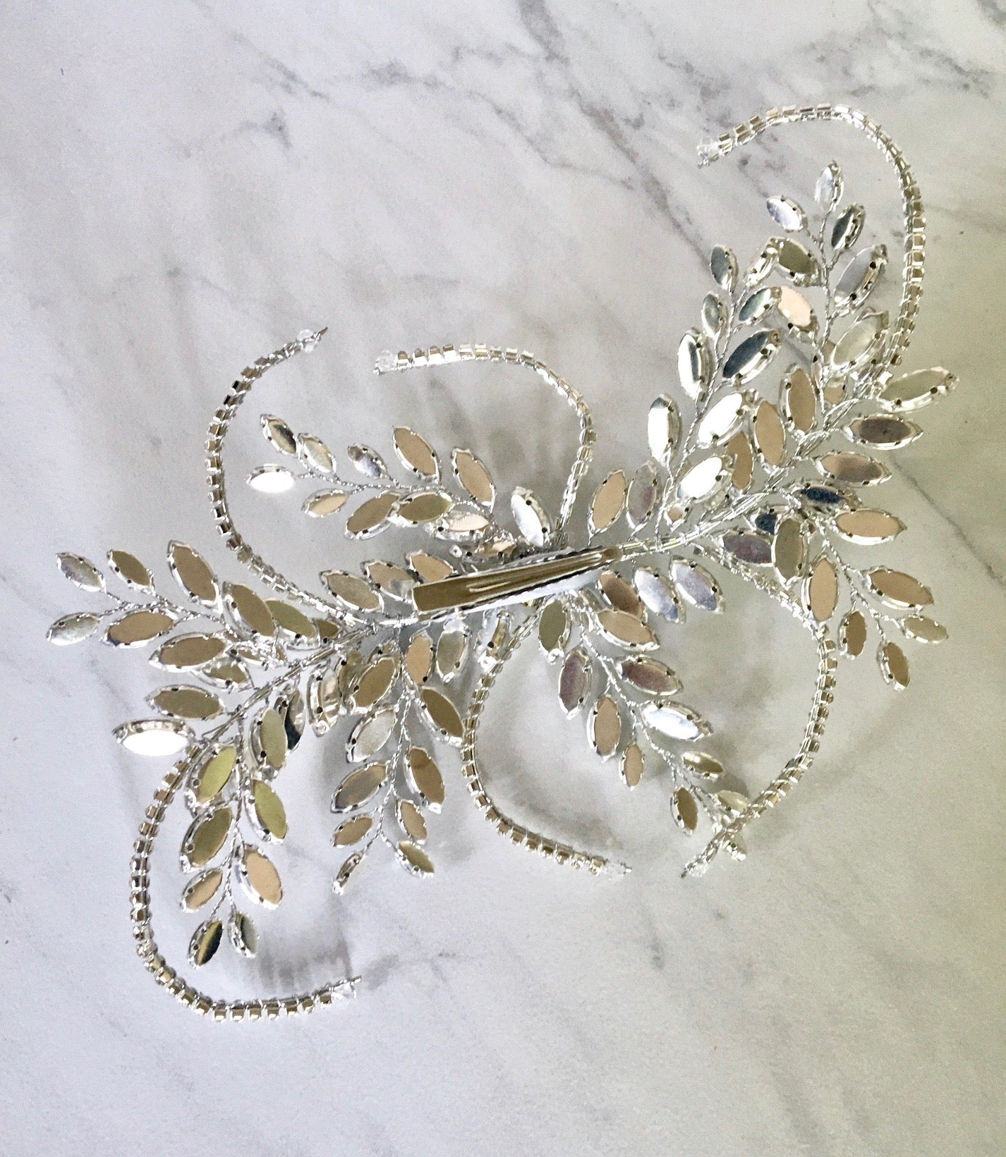 "Dacia" - 1920s Style Silver Bridal Hair Accessory