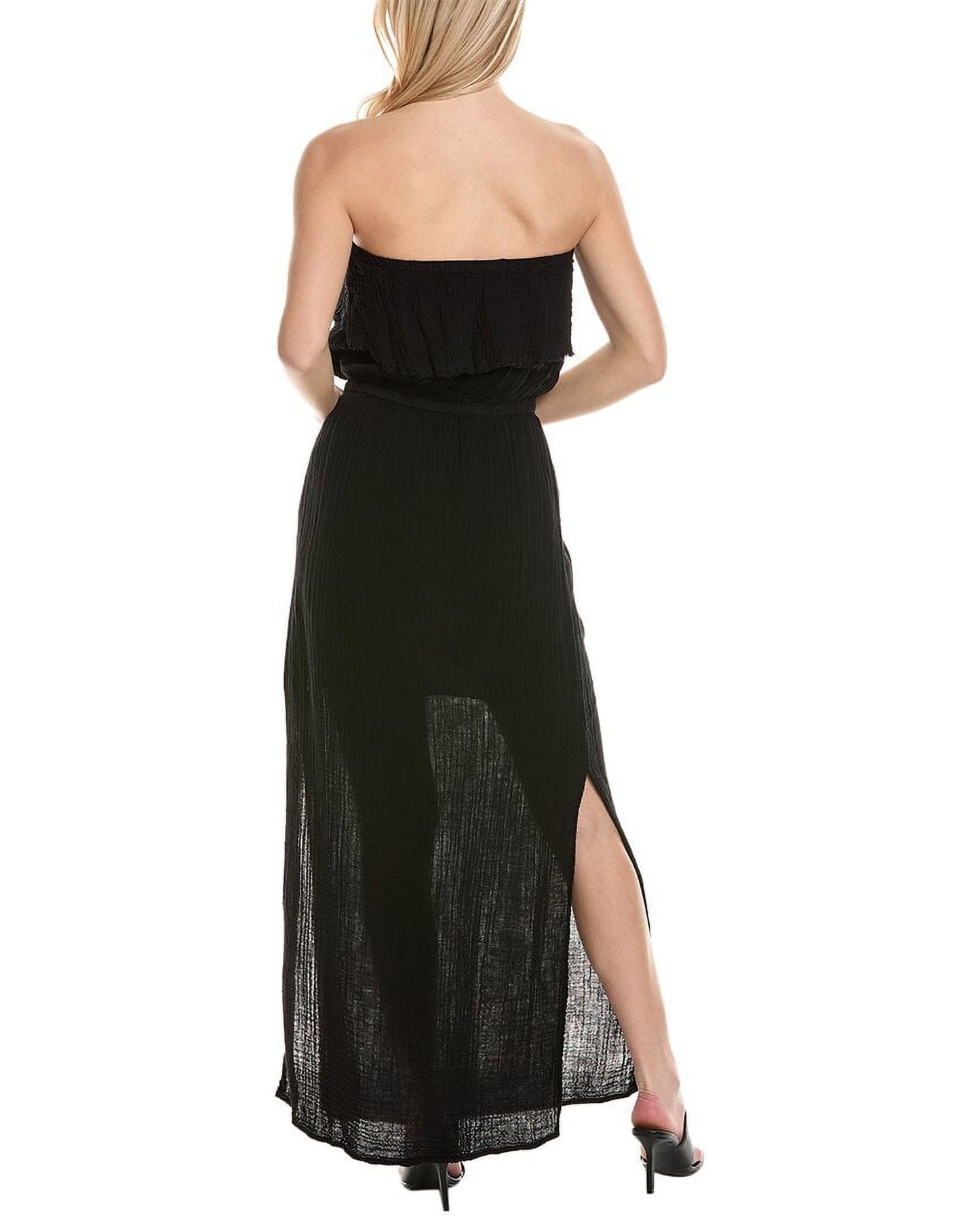 Michael Stars Tara Black Strapless Cotton Maxi Dress, Size XL