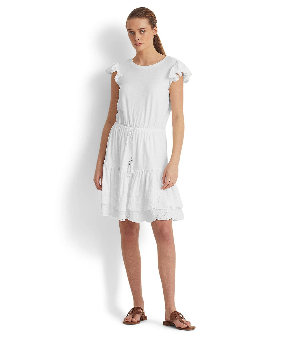 Lauren Ralph Lauren Women's Eyelet Jersey Dress White Size 12