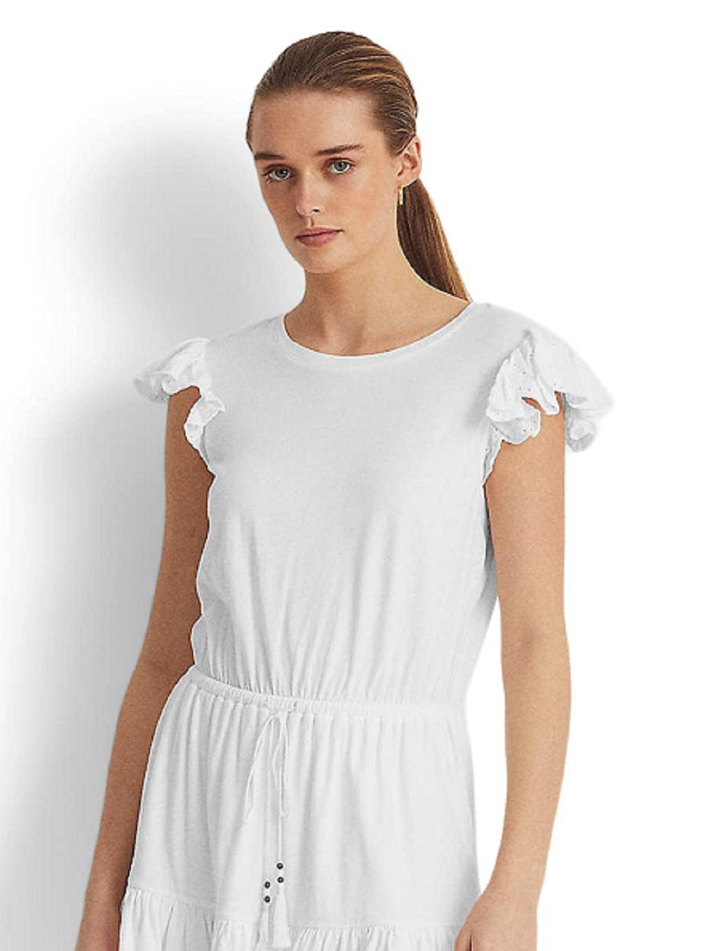Lauren Ralph Lauren Women's Eyelet Jersey Dress White Size 12