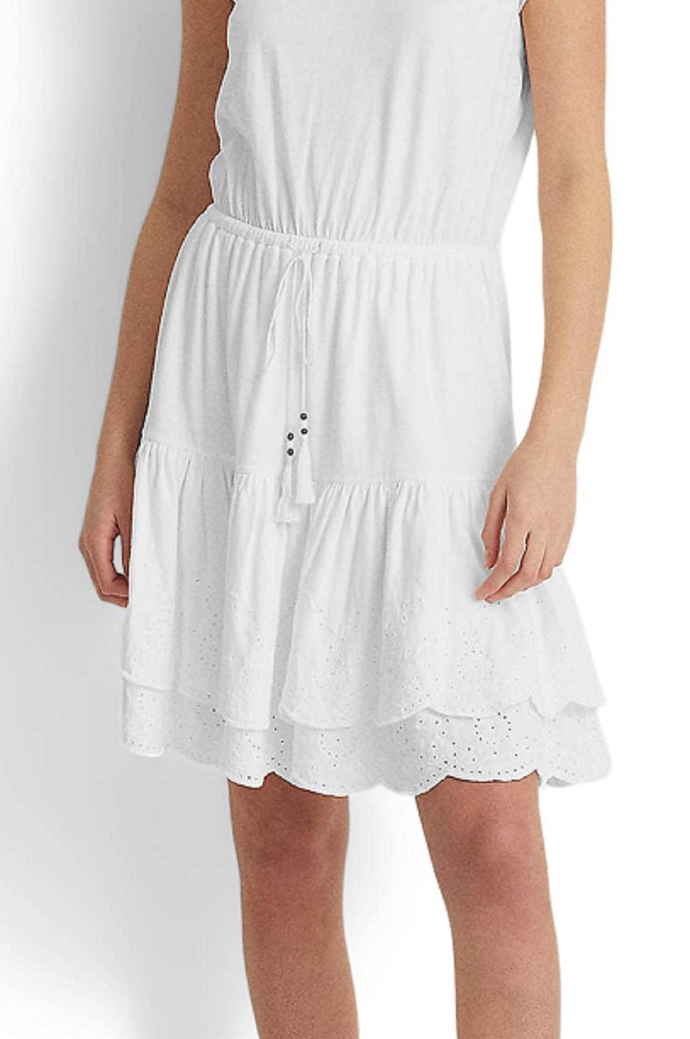 Lauren Ralph Lauren Women's Eyelet Jersey Dress White Size 12