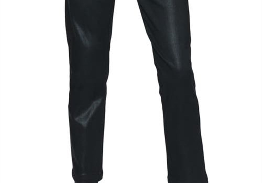 Paige Mayslie Coated Straight Leg Pants, Black Luxe, Size 31