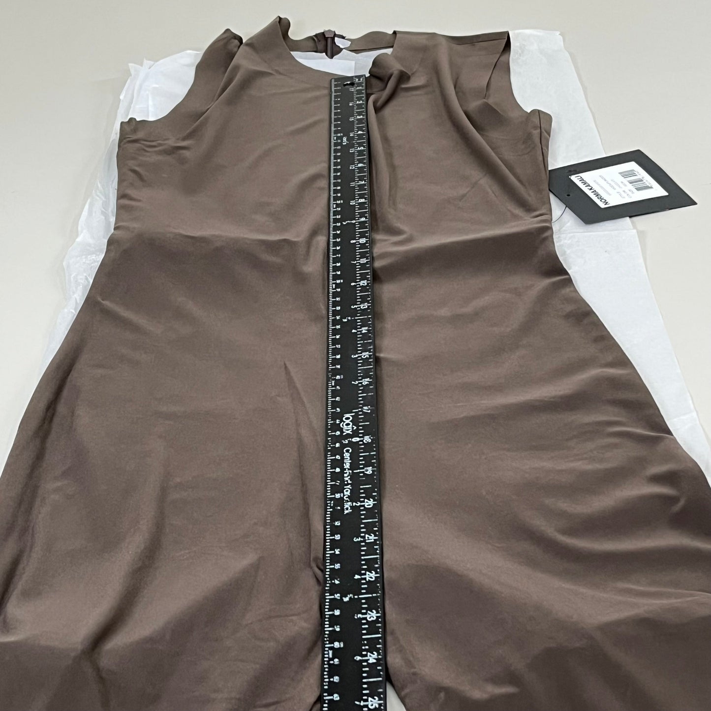 NORMA KAMALI Sleeveless Catsuit w/ Footsie Hidden Zip Women's Sz XS/34 Chocolate