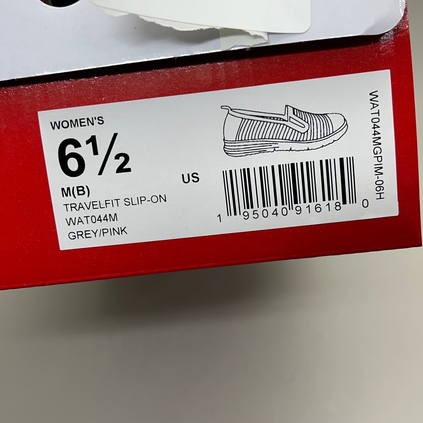 PROPET Travel Fit Slip-On Flexible Shoe Women's Sz 6.5 M(B) Grey/Pink WAT044M