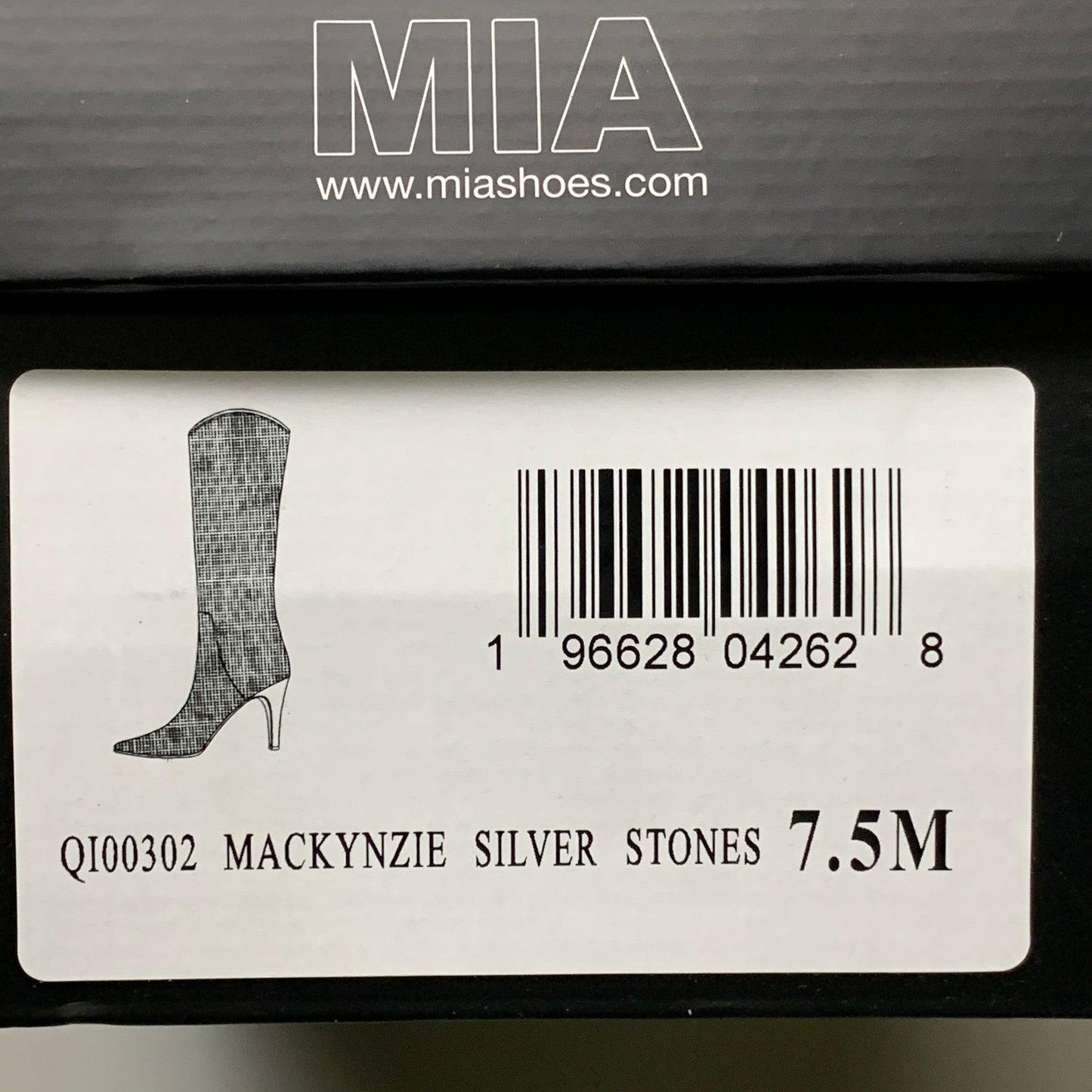 MIA Mackynzie Silver Stone Tall Heeled Boots Women's Sz 7.5M Q100302