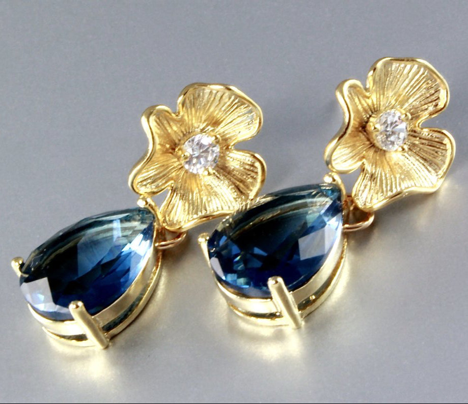 Blue Velvet - London Blue Cubic Zirconia Earrings