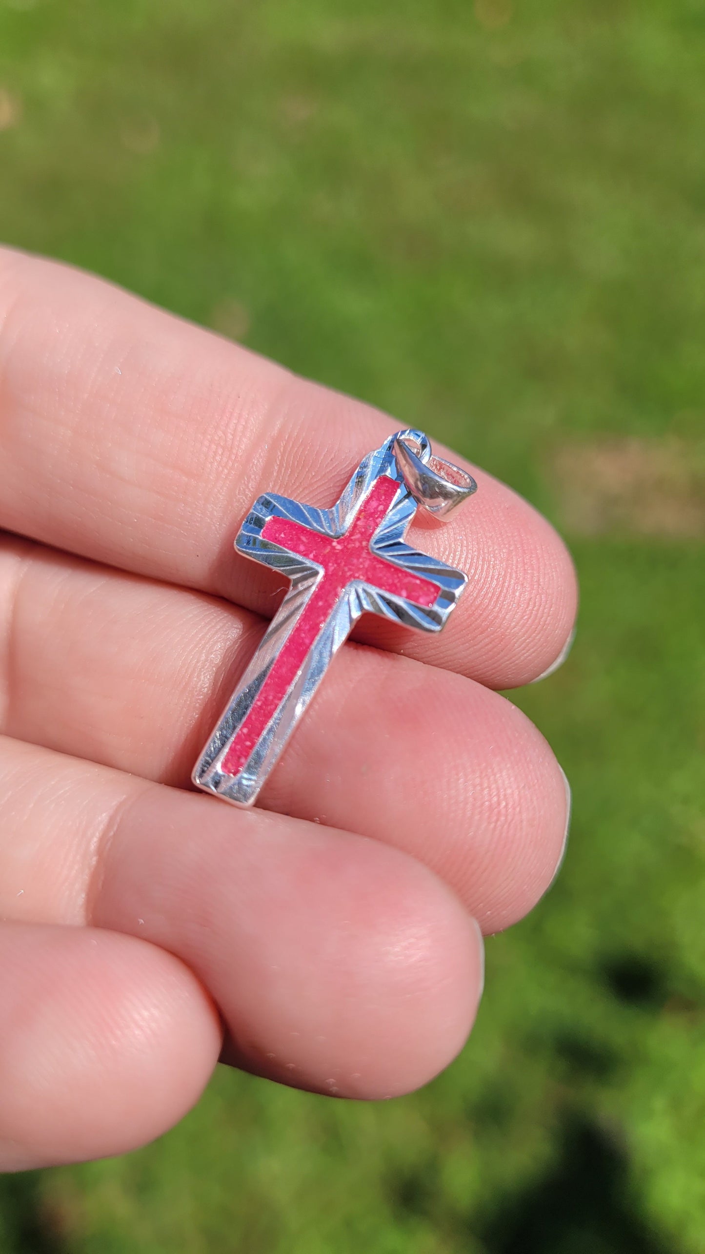 Sterling Sliver Cross Pink & Glow