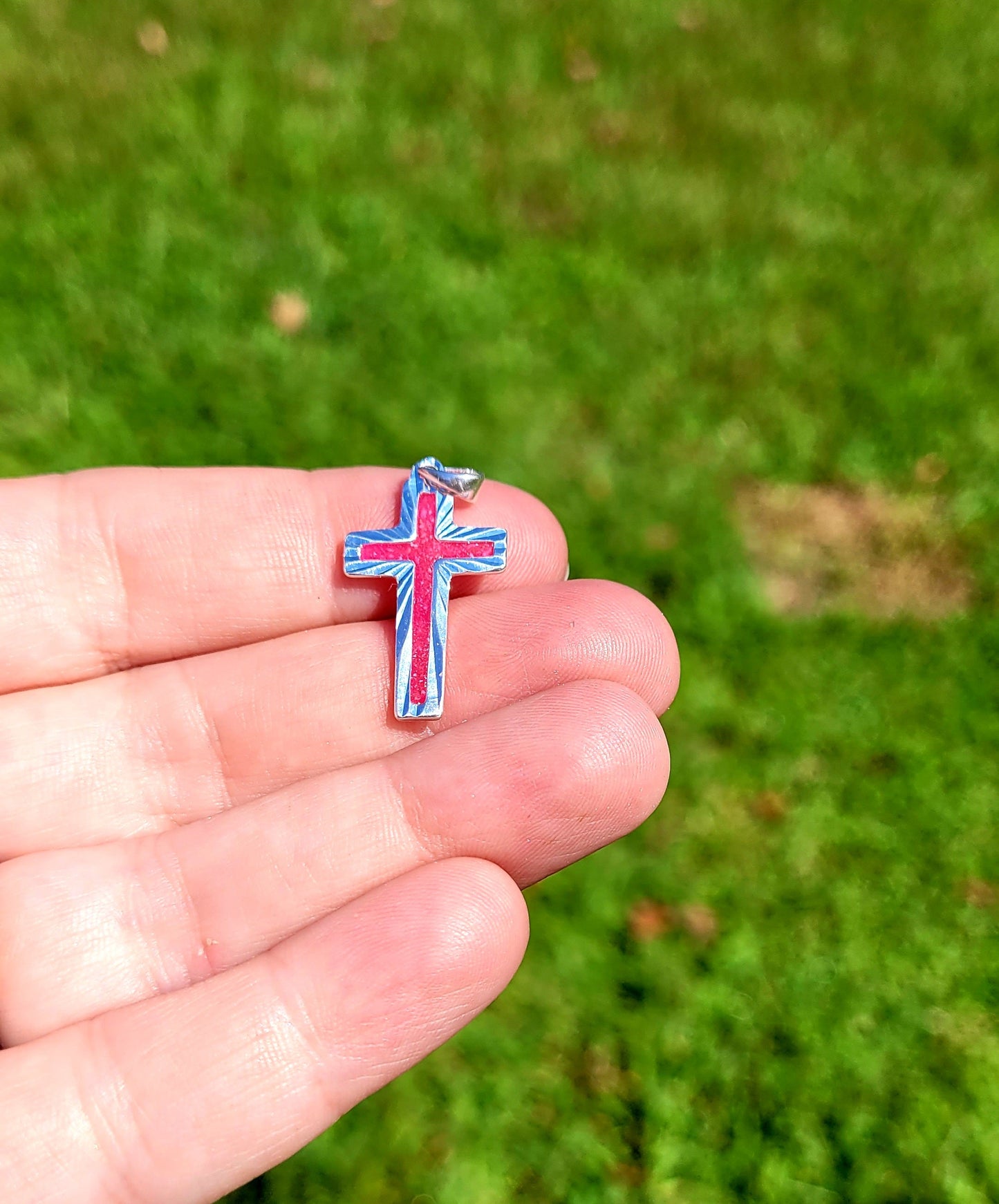 Sterling Sliver Cross Pink & Glow