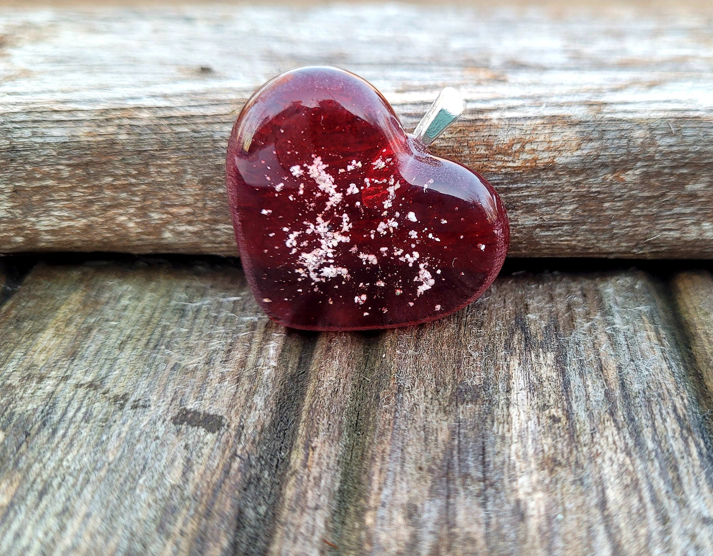 Ash Infused Glass Heart Memorial Necklace