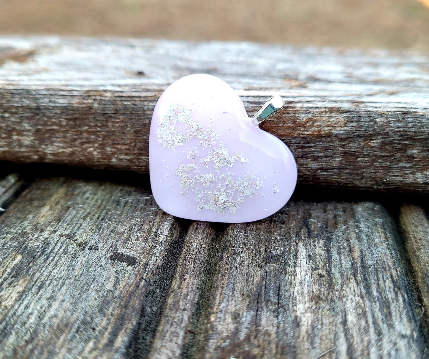 Ash Infused Pink Glass Memorial Necklace