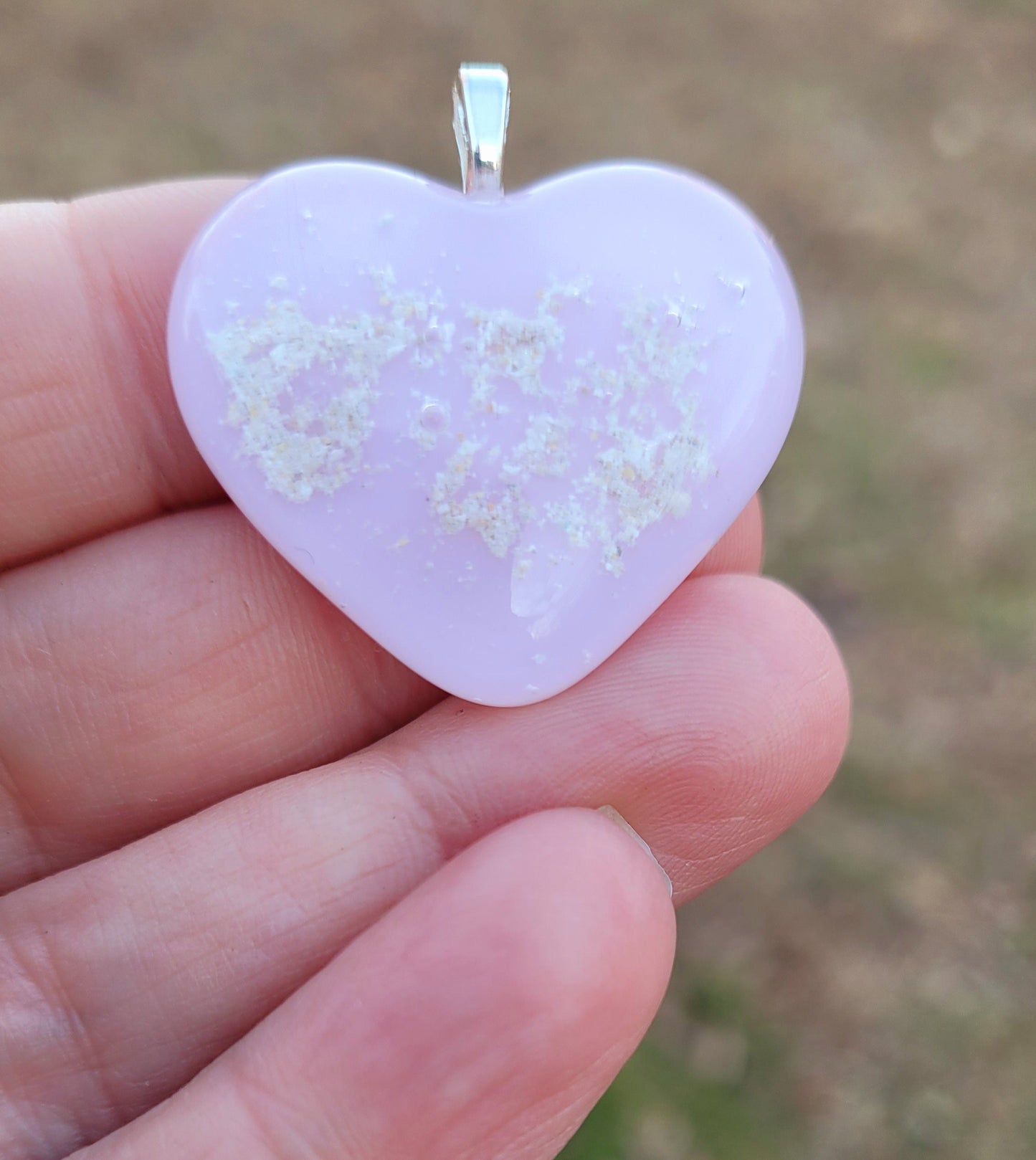 Ash Infused Pink Glass Memorial Necklace