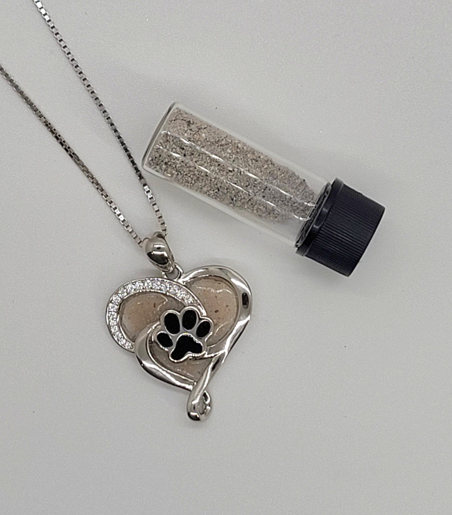 Heart and Paw Cremation Necklace
