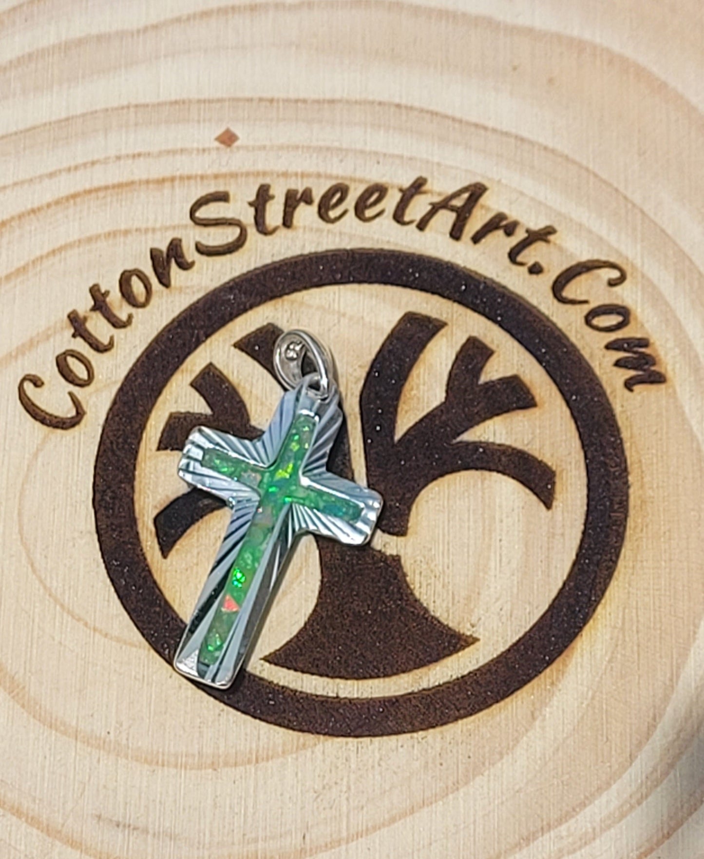 Sterling Silver Cross Pendant * Cremation Ash & Opals