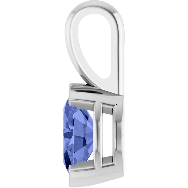 14K White Natural Tanzanite Solitaire Pendant
