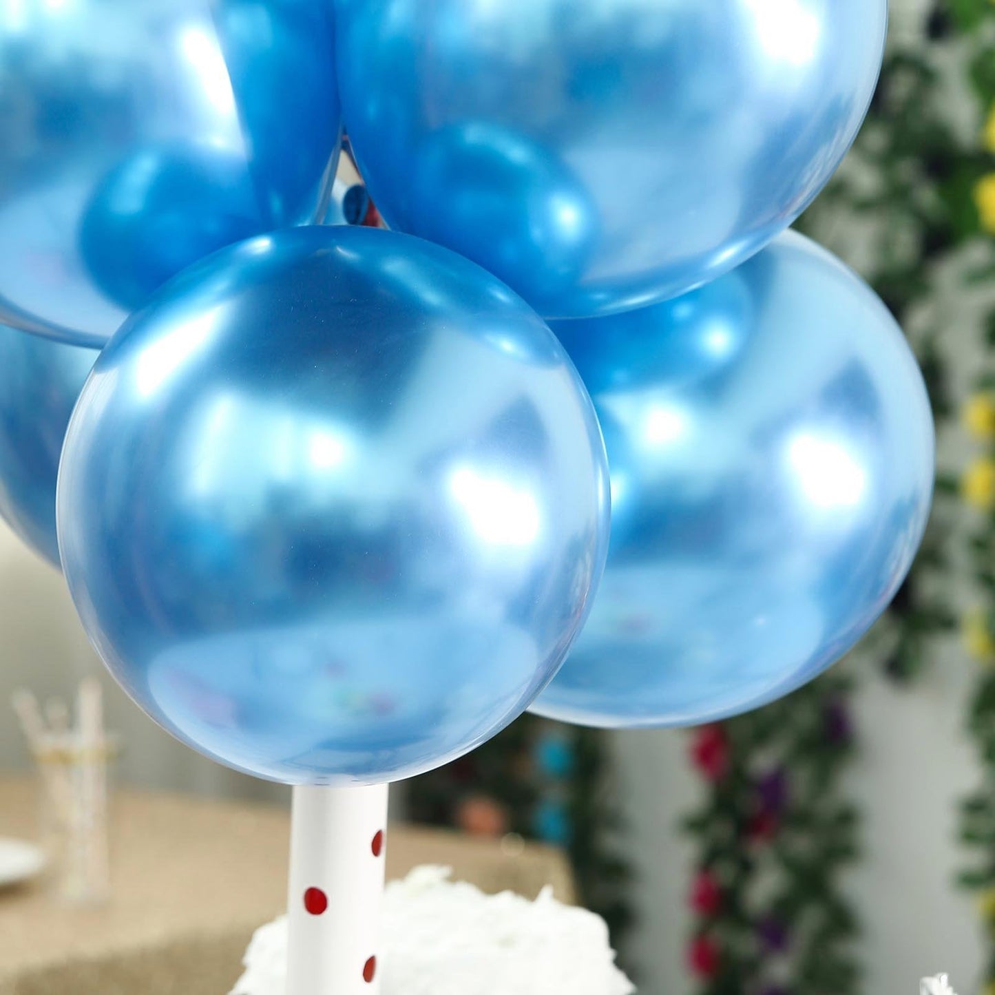 50 Blue Metallic Chrome Balloons - Shiny Latex 12" Thicken For Wedding, Birthday Party, Baby Shower, New Years, Graduation & Sweet 16