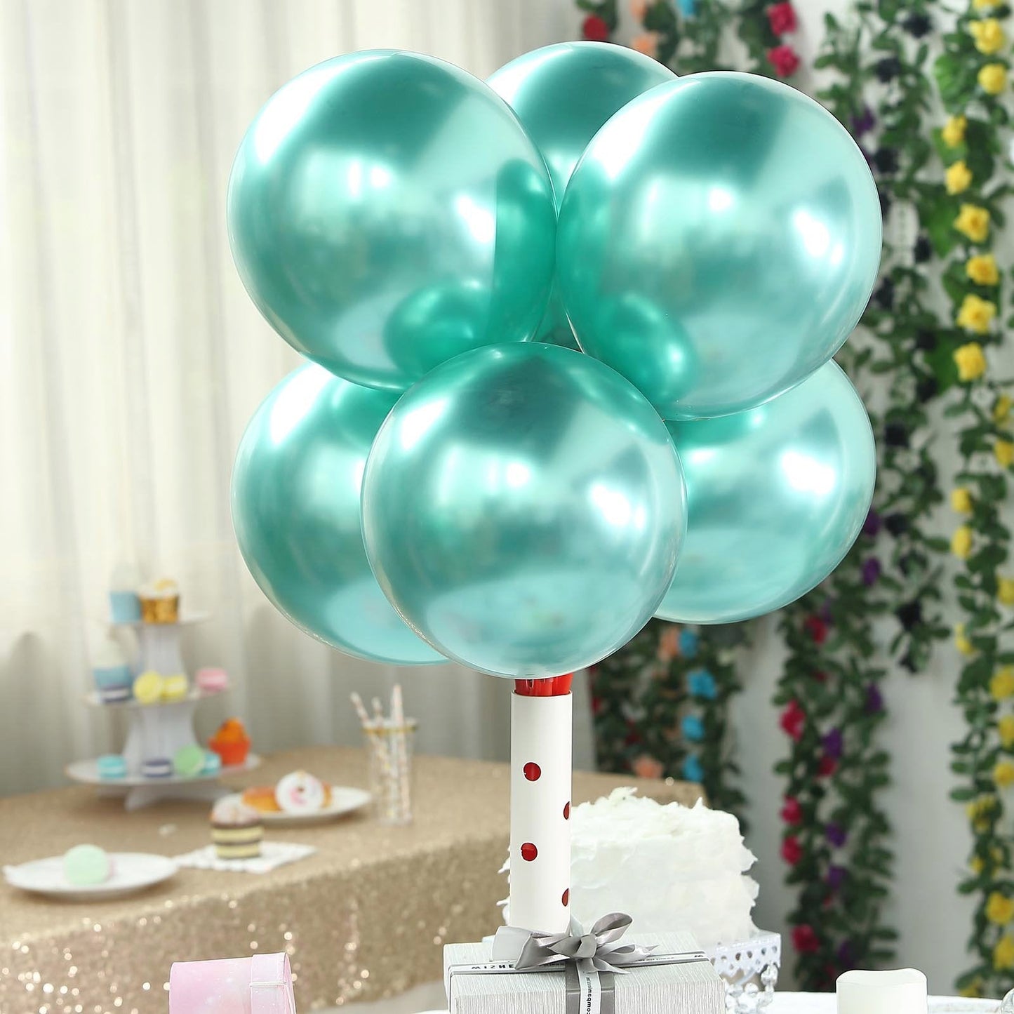 50 Green Metallic Chrome Balloons - Shiny Latex 12" Thicken For Wedding, Birthday Party, Baby Shower, New Years, Graduation & Sweet 16