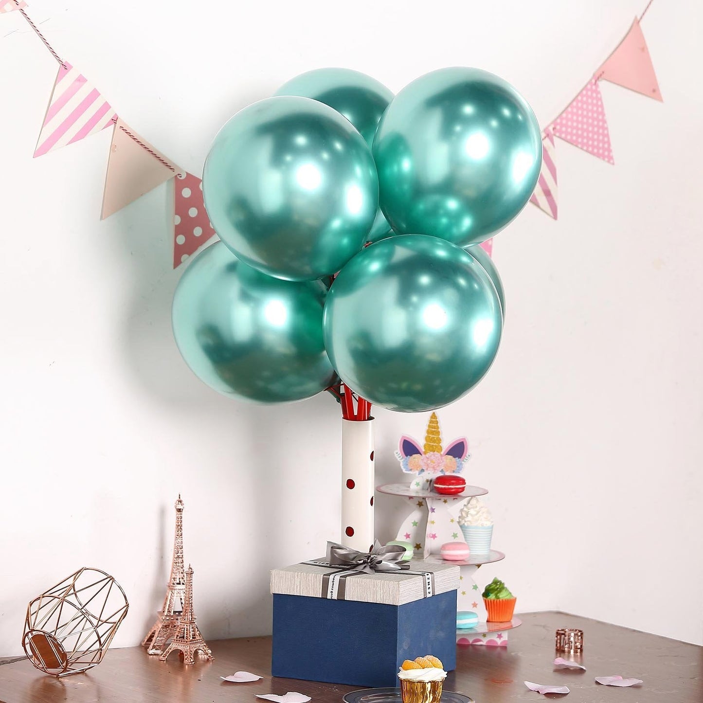 50 Green Metallic Chrome Balloons - Shiny Latex 12" Thicken For Wedding, Birthday Party, Baby Shower, New Years, Graduation & Sweet 16