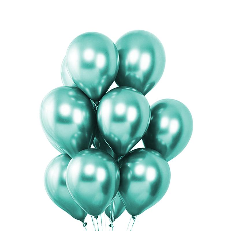 50 Green Metallic Chrome Balloons - Shiny Latex 12" Thicken For Wedding, Birthday Party, Baby Shower, New Years, Graduation & Sweet 16