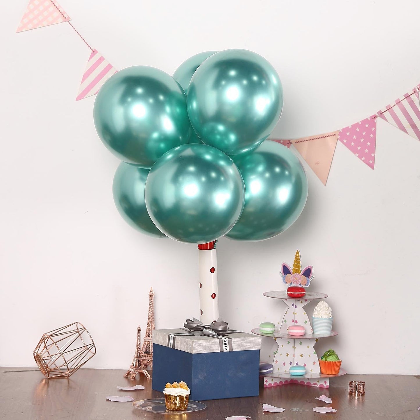 50 Green Metallic Chrome Balloons - Shiny Latex 12" Thicken For Wedding, Birthday Party, Baby Shower, New Years, Graduation & Sweet 16