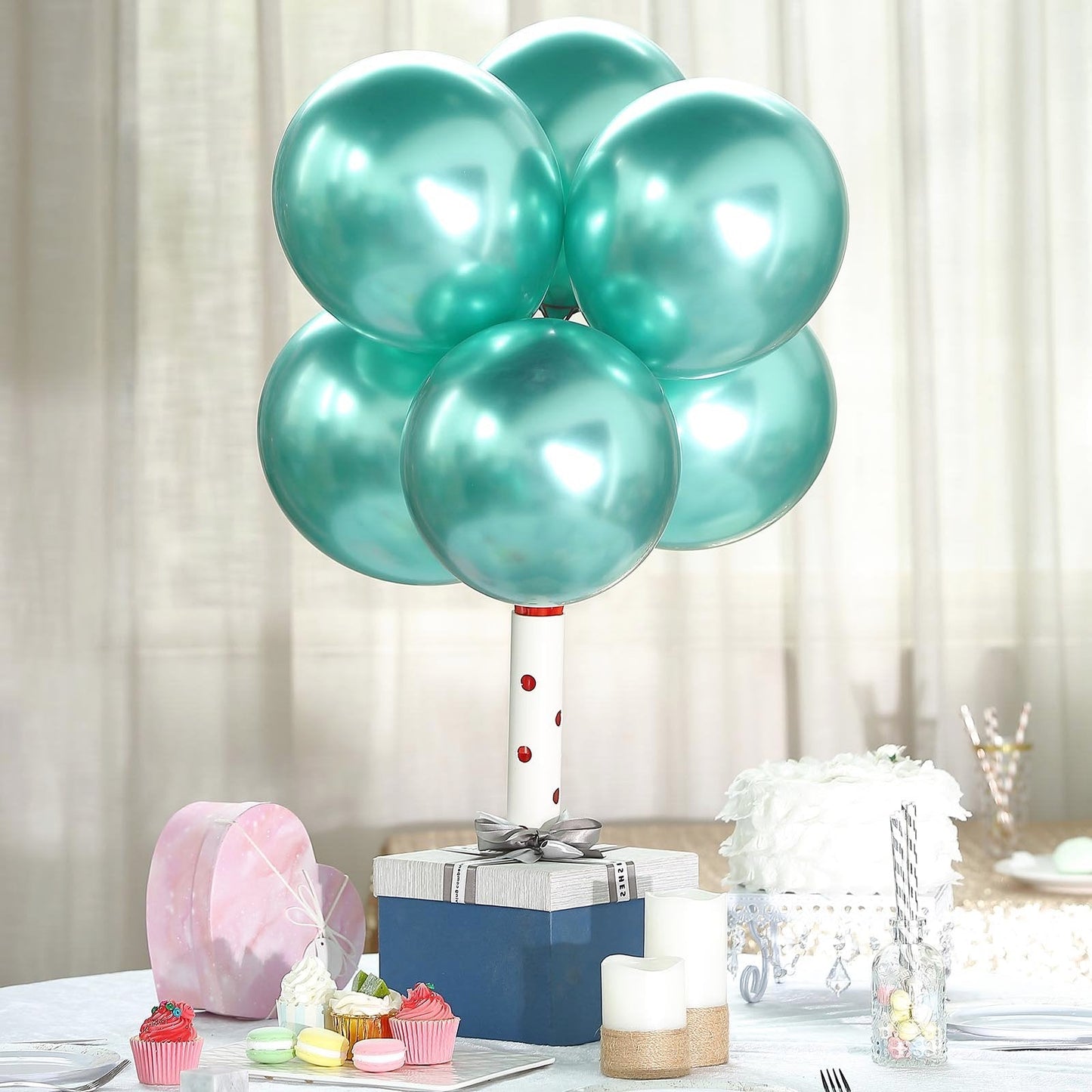 50 Green Metallic Chrome Balloons - Shiny Latex 12" Thicken For Wedding, Birthday Party, Baby Shower, New Years, Graduation & Sweet 16
