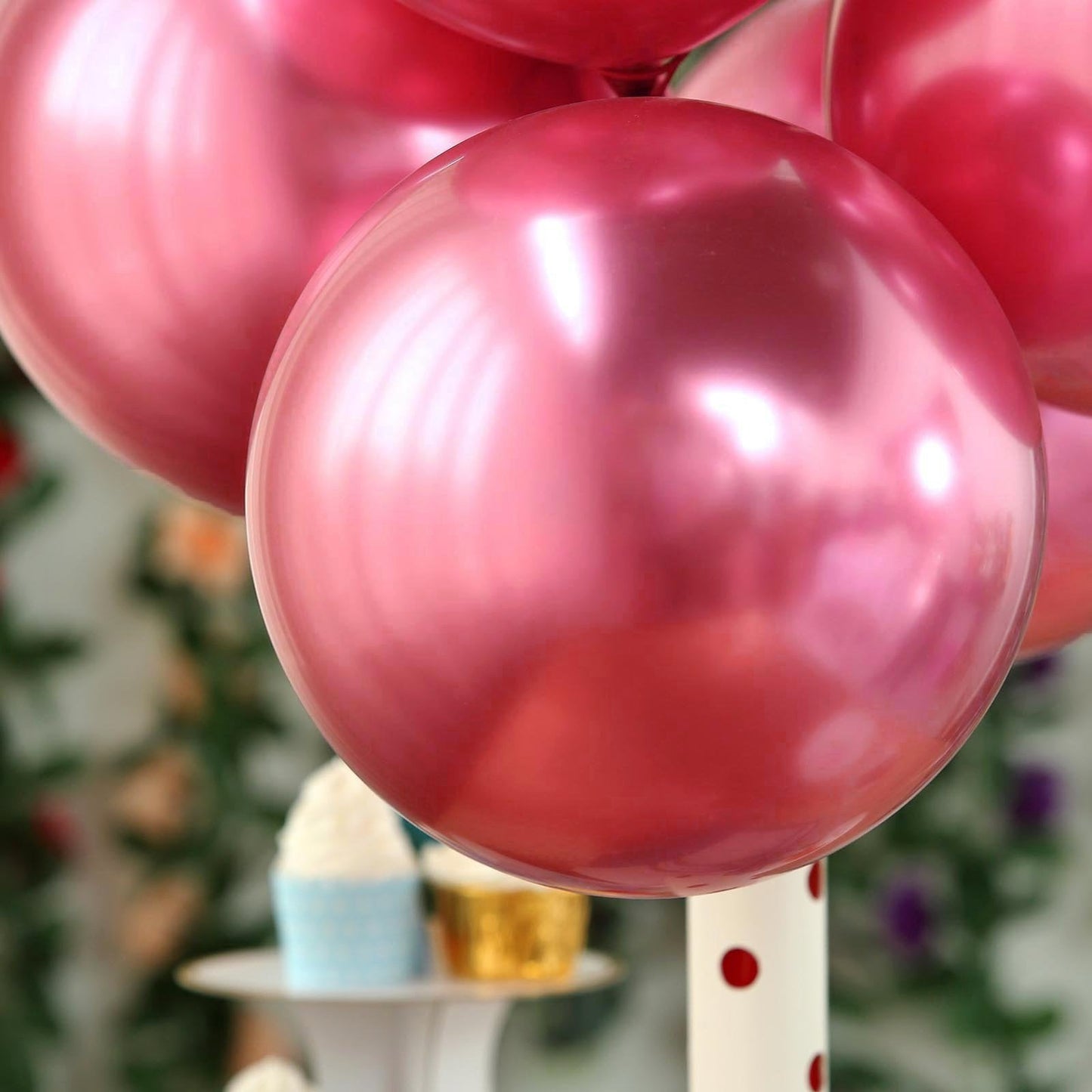 50 Pink Metallic Chrome Balloons - Shiny Latex 12" Thicken For Wedding, Birthday Party, Baby Shower, New Years, Graduation & Sweet 16