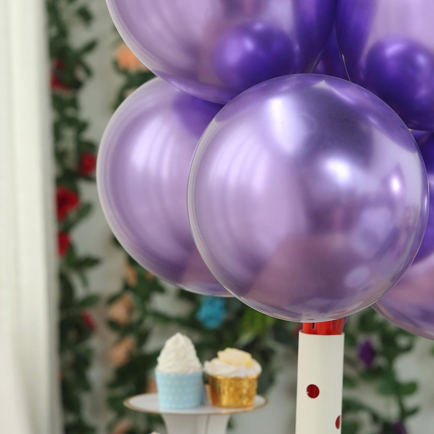 50 Purple Metallic Chrome Balloons - Shiny Latex 12" Thicken For Wedding, Birthday Party, Baby Shower, New Years, Graduation & Sweet 16