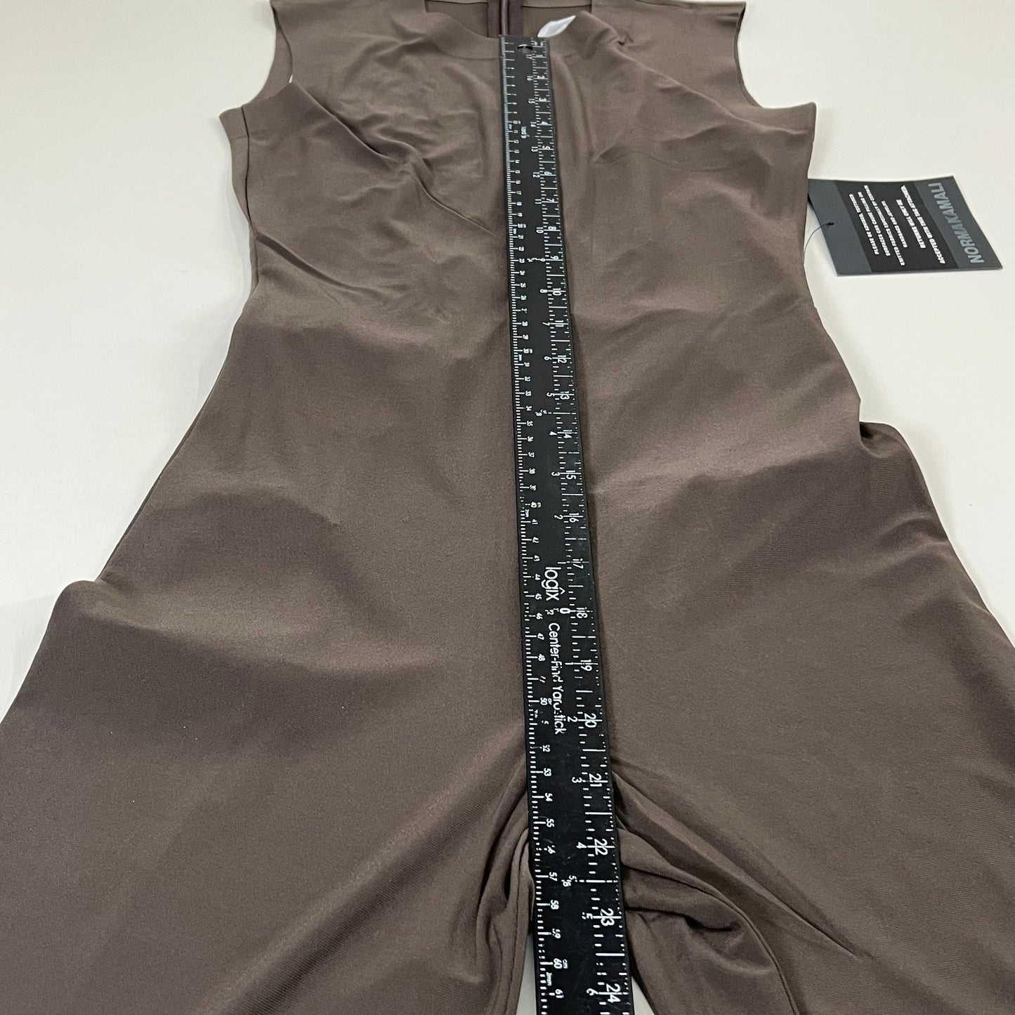 NORMA KAMALI Sleeveless Catsuit w/ Footsie Hidden Zip Women's Sz XXS/32 Chocolate
