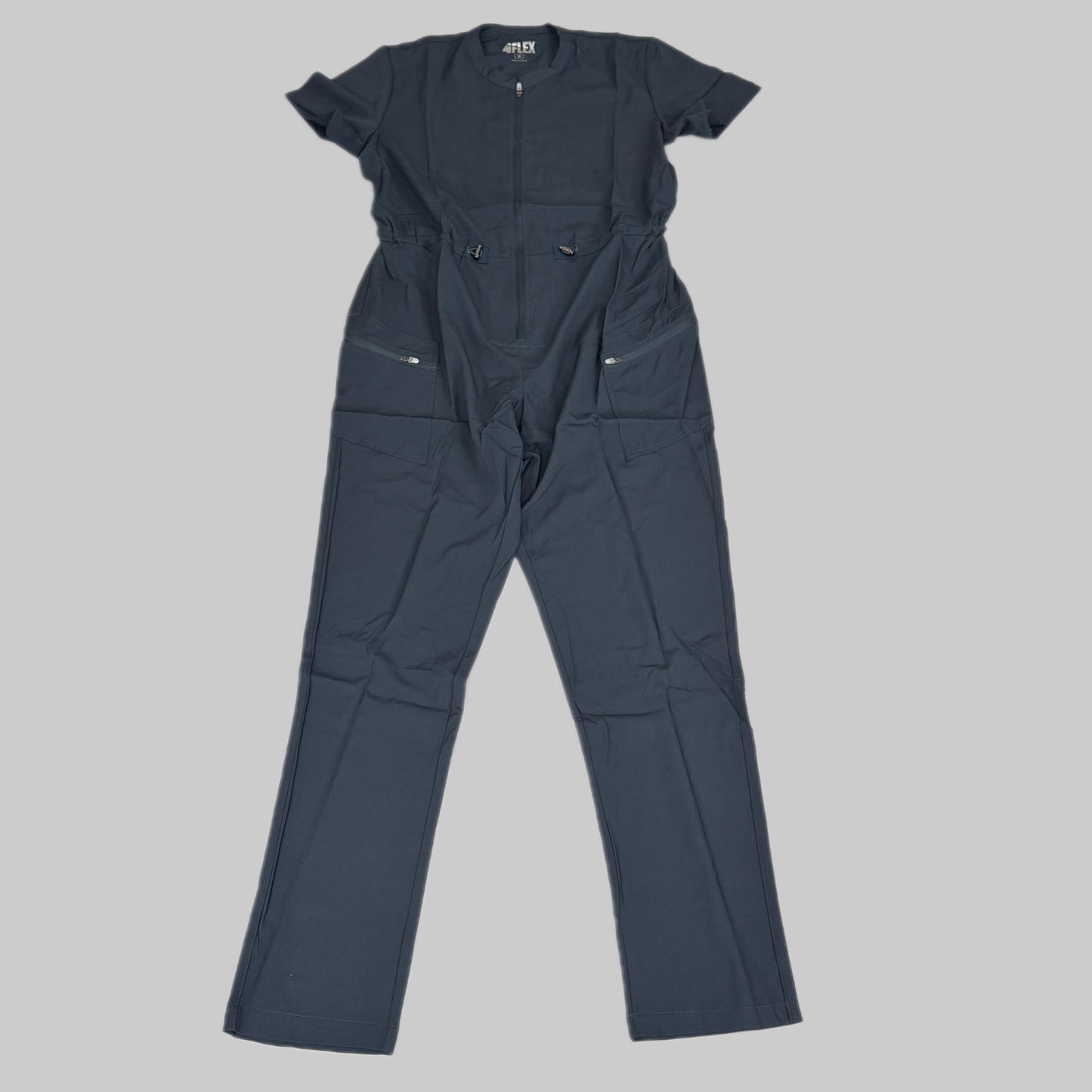 GREEN TOWN 4 Flex Scrubs Jumpsuit Cinch In Waist Women's Sz M Pewter GFX-023AST