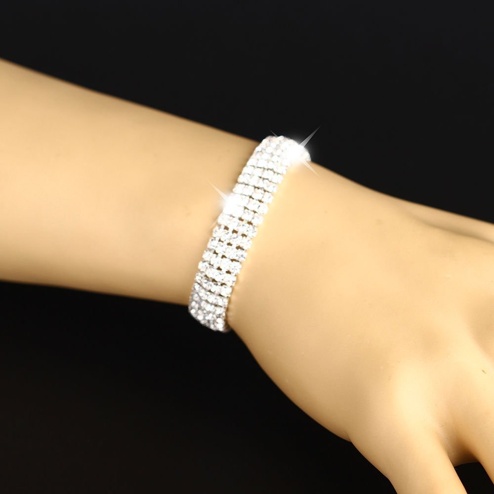 "Zelda" - Silver Rhinestone Bridal Bracelet