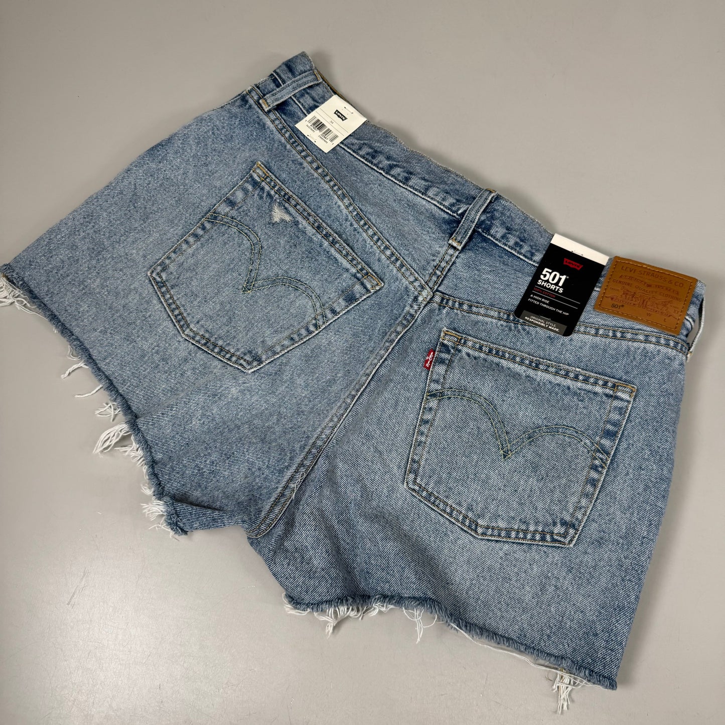 LEVIS 501 Original Fit High Rise Shorts Medium Wash Women's Sz 34 Mega Vibe Blue