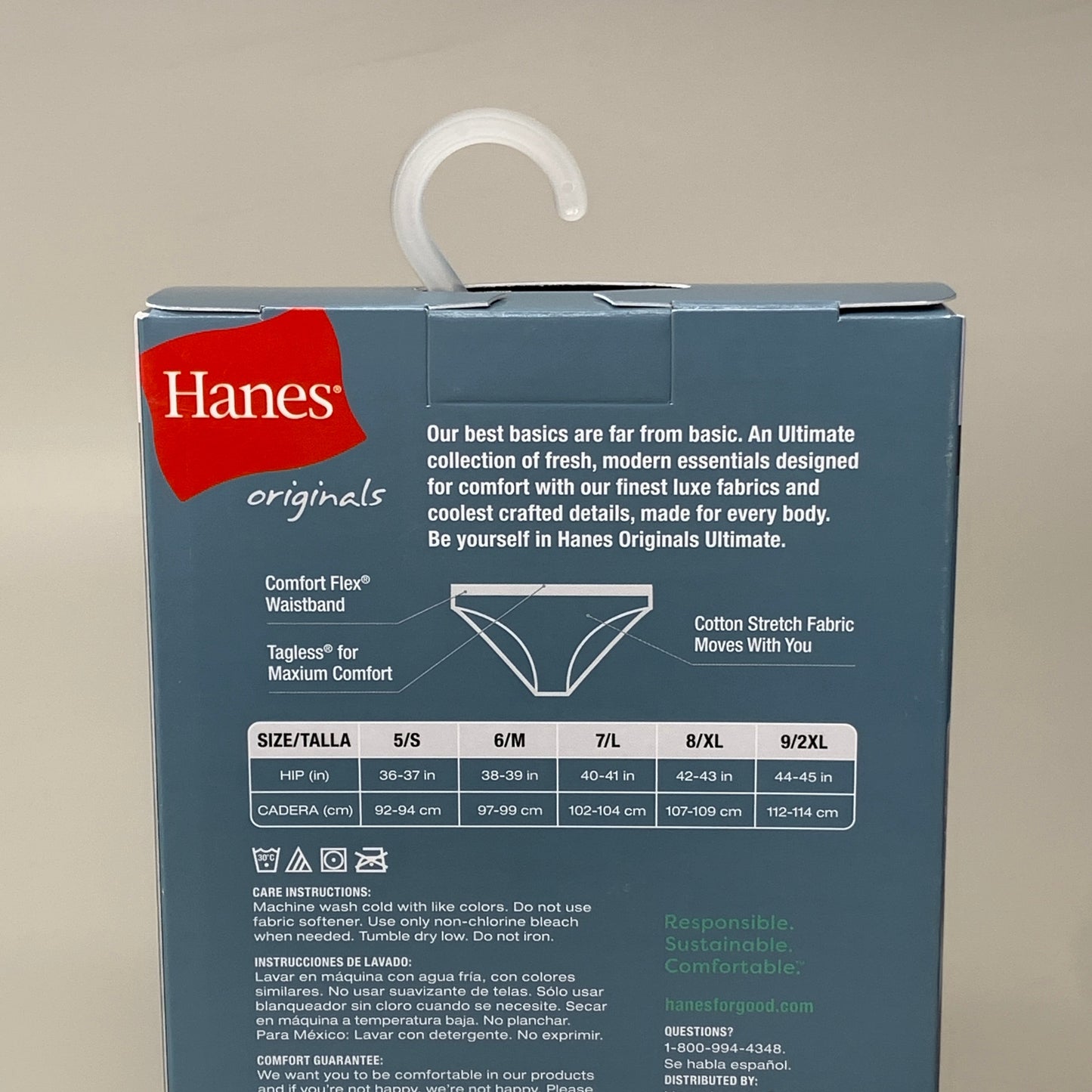 HANES 3 PACK!! Originals Women's Breathable Cotton Bikinis Underwear Sz 8/XL Navy/White/Floral 45UOBK