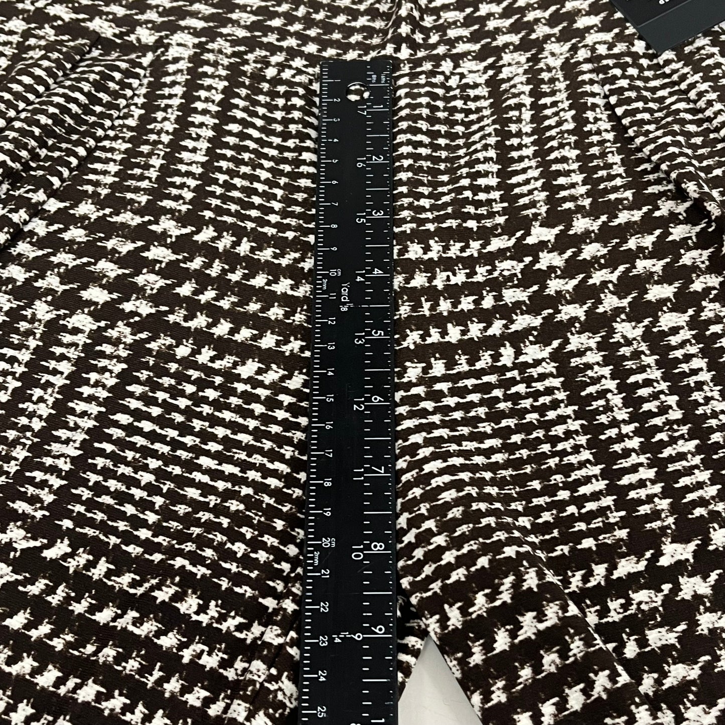 NORMA KAMALI High Waist Pleat Pant Women's Sz L/36 Chocolate Glenn Plaid Tweed