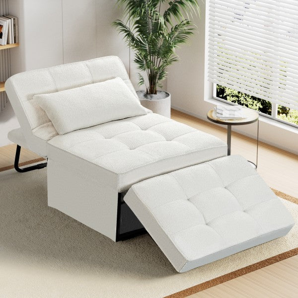 Ainfox 72inch Cloud Puff Convertible Sofa Bed White,4-in-1 Folding Sofa