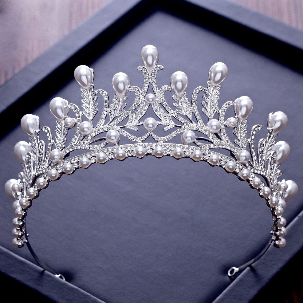 Monique - Pearl and Cubic Zirconia Bridal Tiara