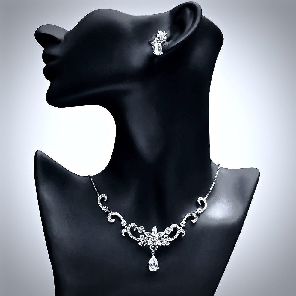 Brooke - Silver Cubic Zirconia Bridal Jewelry Set